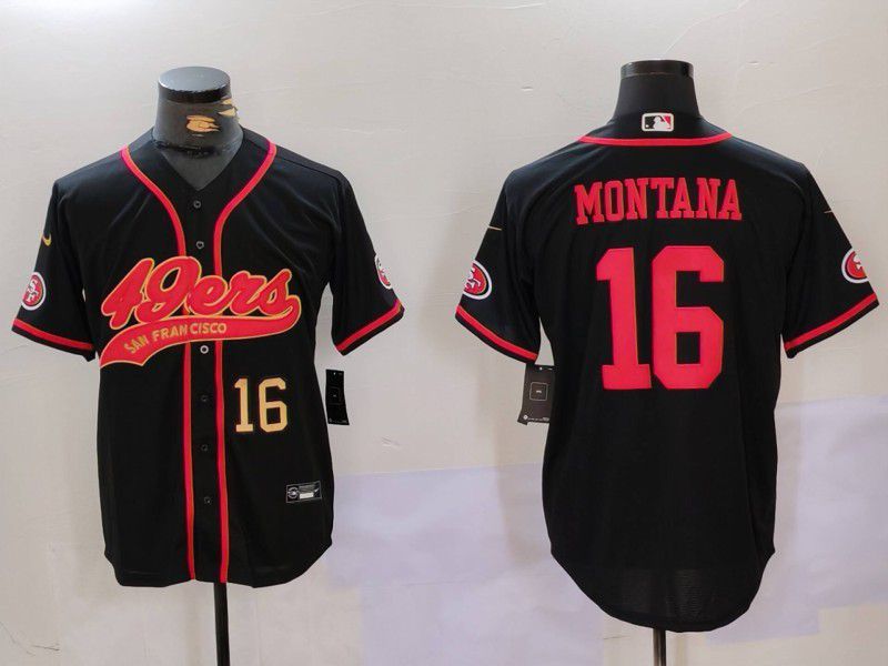 Men San Francisco 49ers #16 Montana Black gold Joint Name 2024 Nike Limited NFL Jersey style 2->more ncaa teams->NCAA Jersey